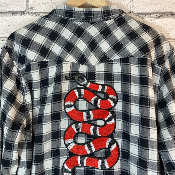 Lucky Brand Buffalo Check Taylor Swift Snake Embroidery Western Button Down XL - Picture 2 of 8